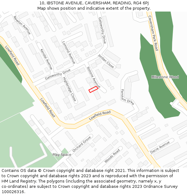 10, IBSTONE AVENUE, CAVERSHAM, READING, RG4 6PJ: Location map and indicative extent of plot