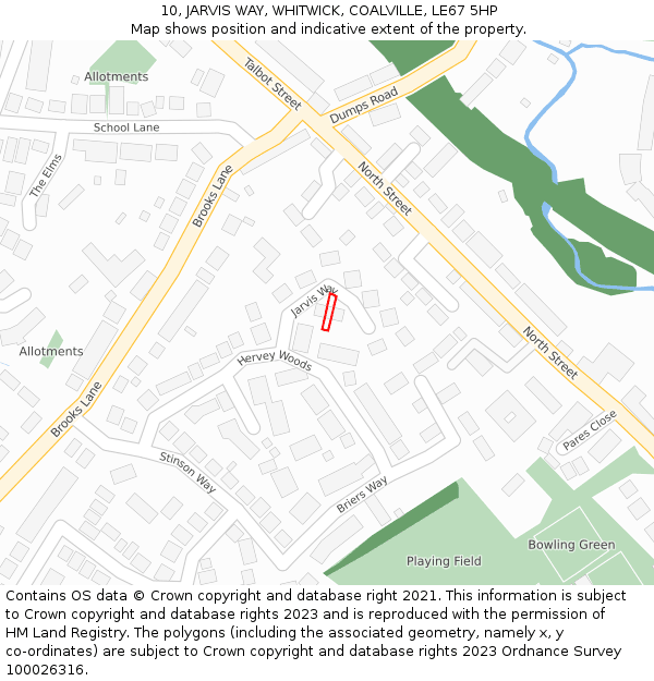 10, JARVIS WAY, WHITWICK, COALVILLE, LE67 5HP: Location map and indicative extent of plot