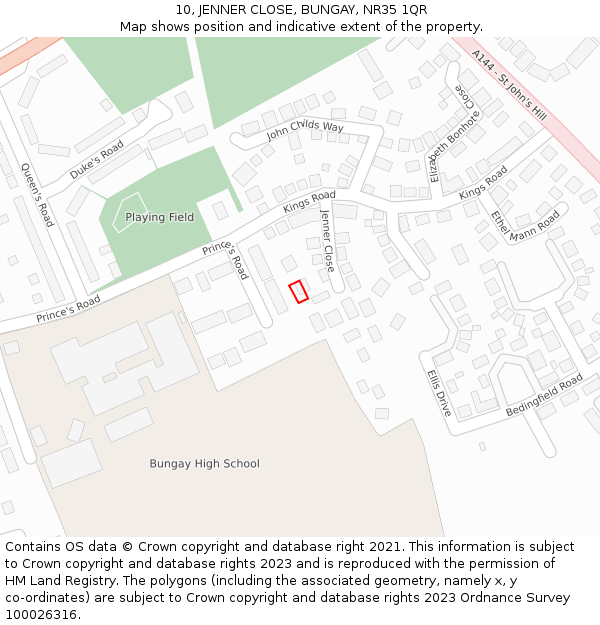10, JENNER CLOSE, BUNGAY, NR35 1QR: Location map and indicative extent of plot