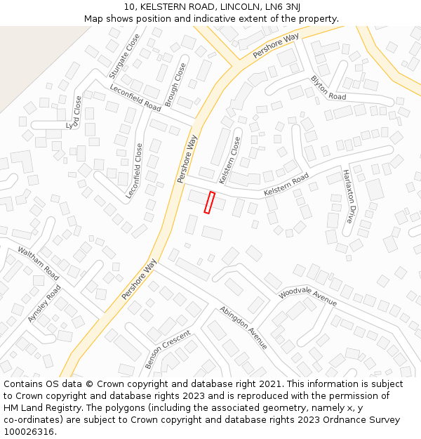 10, KELSTERN ROAD, LINCOLN, LN6 3NJ: Location map and indicative extent of plot