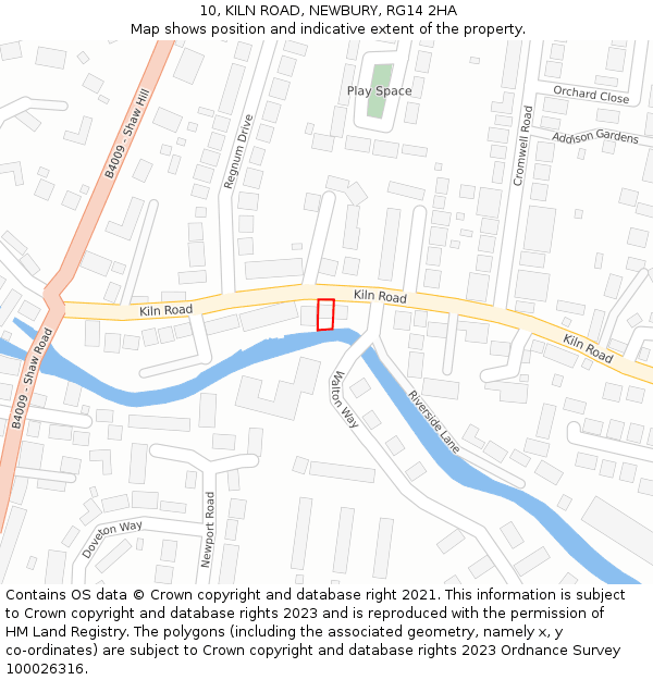 10, KILN ROAD, NEWBURY, RG14 2HA: Location map and indicative extent of plot