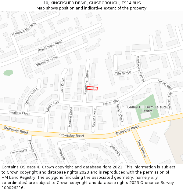 10, KINGFISHER DRIVE, GUISBOROUGH, TS14 8HS: Location map and indicative extent of plot