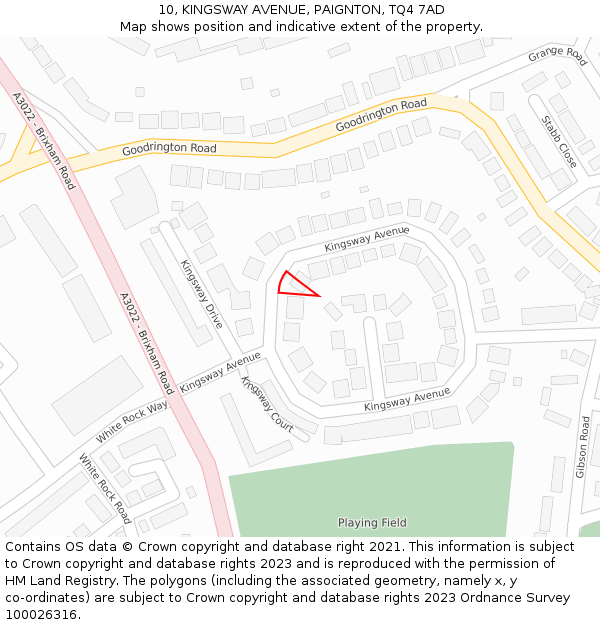 10, KINGSWAY AVENUE, PAIGNTON, TQ4 7AD: Location map and indicative extent of plot