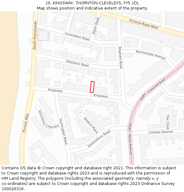 10, KINGSWAY, THORNTON-CLEVELEYS, FY5 1DL: Location map and indicative extent of plot