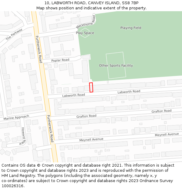 10, LABWORTH ROAD, CANVEY ISLAND, SS8 7BP: Location map and indicative extent of plot