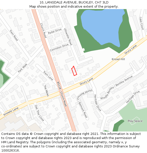 10, LANGDALE AVENUE, BUCKLEY, CH7 3LD: Location map and indicative extent of plot