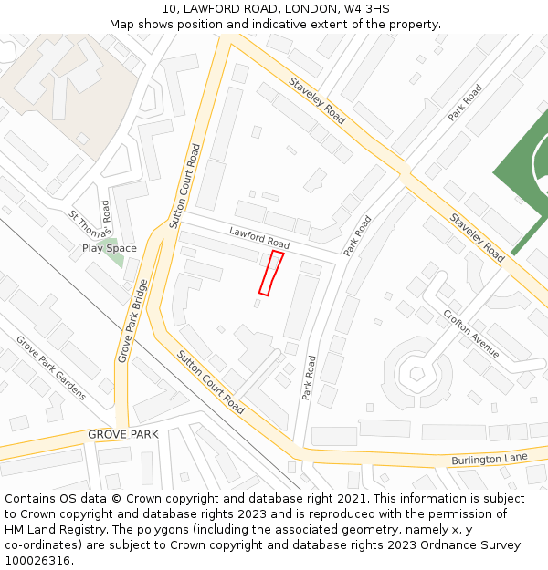 10, LAWFORD ROAD, LONDON, W4 3HS: Location map and indicative extent of plot
