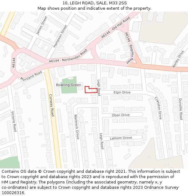 10, LEGH ROAD, SALE, M33 2SS: Location map and indicative extent of plot