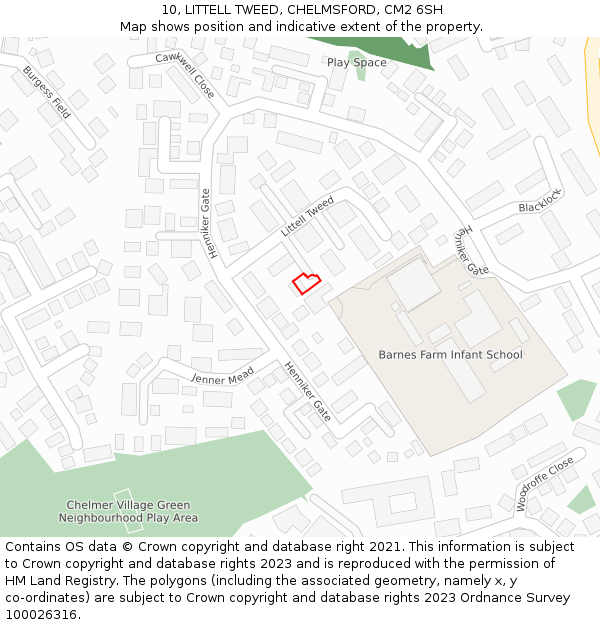 10, LITTELL TWEED, CHELMSFORD, CM2 6SH: Location map and indicative extent of plot