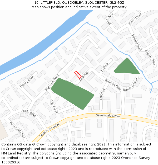 10, LITTLEFIELD, QUEDGELEY, GLOUCESTER, GL2 4GZ: Location map and indicative extent of plot
