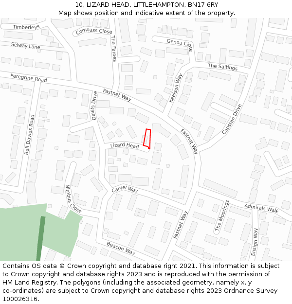 10, LIZARD HEAD, LITTLEHAMPTON, BN17 6RY: Location map and indicative extent of plot