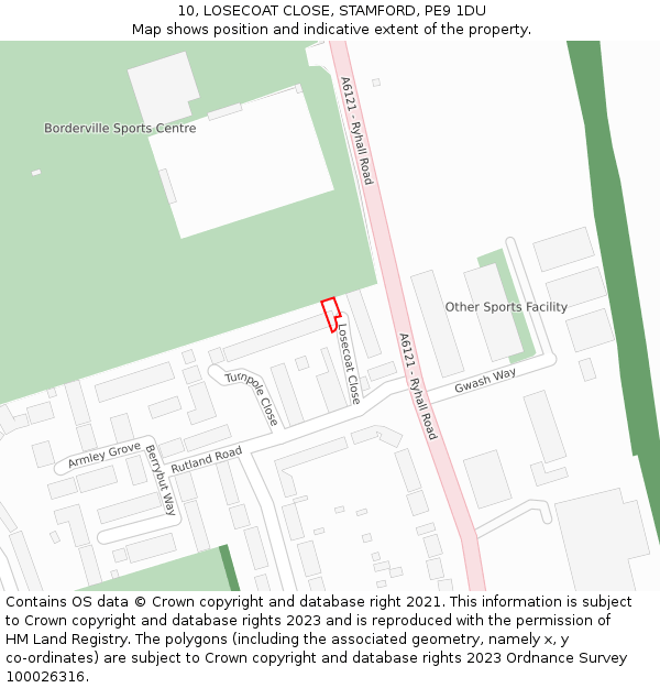 10, LOSECOAT CLOSE, STAMFORD, PE9 1DU: Location map and indicative extent of plot