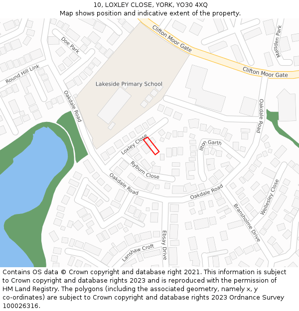 10, LOXLEY CLOSE, YORK, YO30 4XQ: Location map and indicative extent of plot