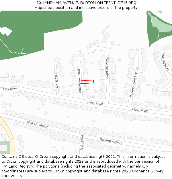 10, LYNDHAM AVENUE, BURTON-ON-TRENT, DE15 9BQ: Location map and indicative extent of plot