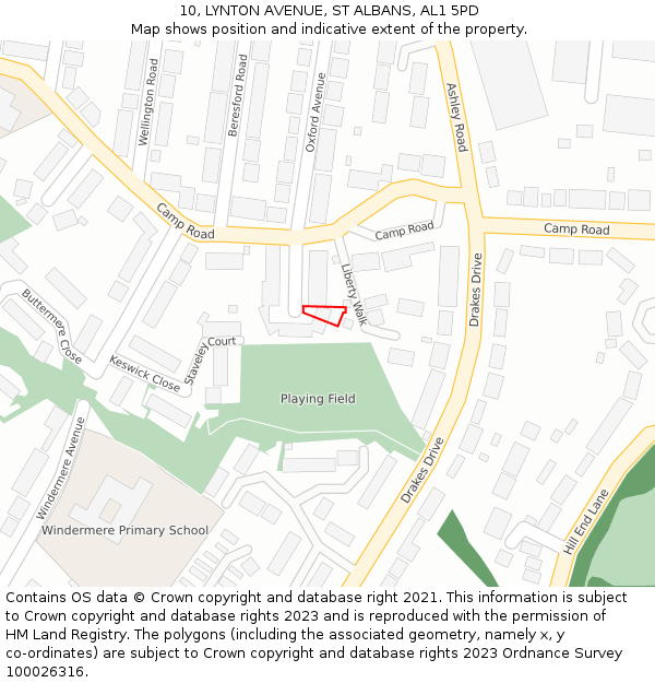 10, LYNTON AVENUE, ST ALBANS, AL1 5PD: Location map and indicative extent of plot