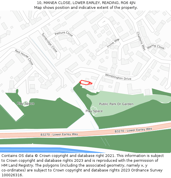 10, MANEA CLOSE, LOWER EARLEY, READING, RG6 4JN: Location map and indicative extent of plot