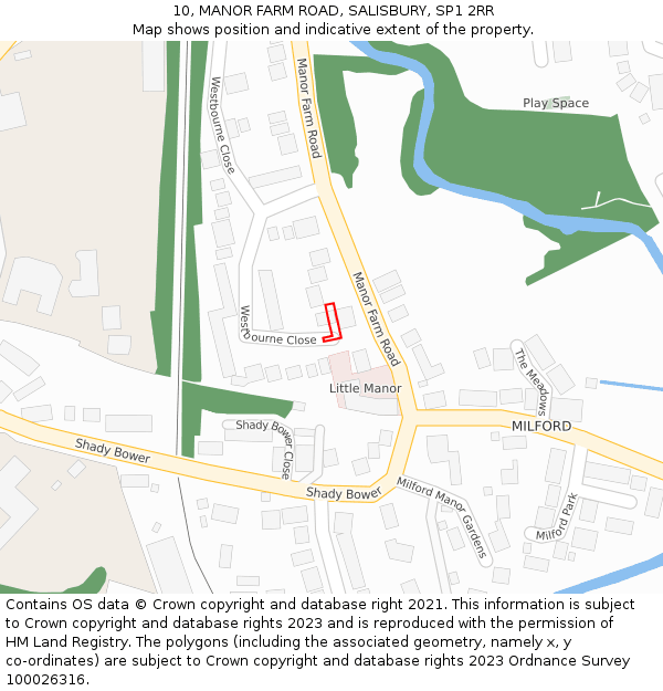 10, MANOR FARM ROAD, SALISBURY, SP1 2RR: Location map and indicative extent of plot