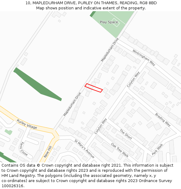 10, MAPLEDURHAM DRIVE, PURLEY ON THAMES, READING, RG8 8BD: Location map and indicative extent of plot