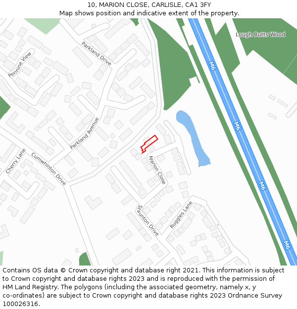 10, MARION CLOSE, CARLISLE, CA1 3FY: Location map and indicative extent of plot