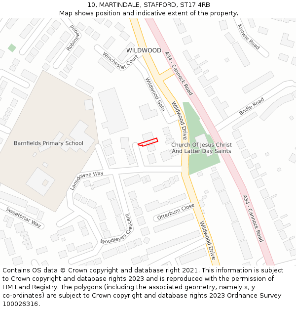 10, MARTINDALE, STAFFORD, ST17 4RB: Location map and indicative extent of plot