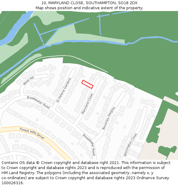 10, MARYLAND CLOSE, SOUTHAMPTON, SO18 2DX: Location map and indicative extent of plot