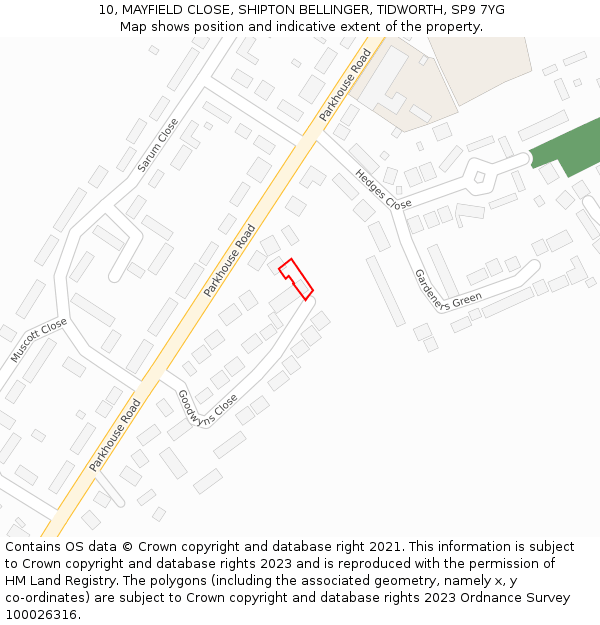 10, MAYFIELD CLOSE, SHIPTON BELLINGER, TIDWORTH, SP9 7YG: Location map and indicative extent of plot