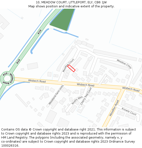 10, MEADOW COURT, LITTLEPORT, ELY, CB6 1JW: Location map and indicative extent of plot