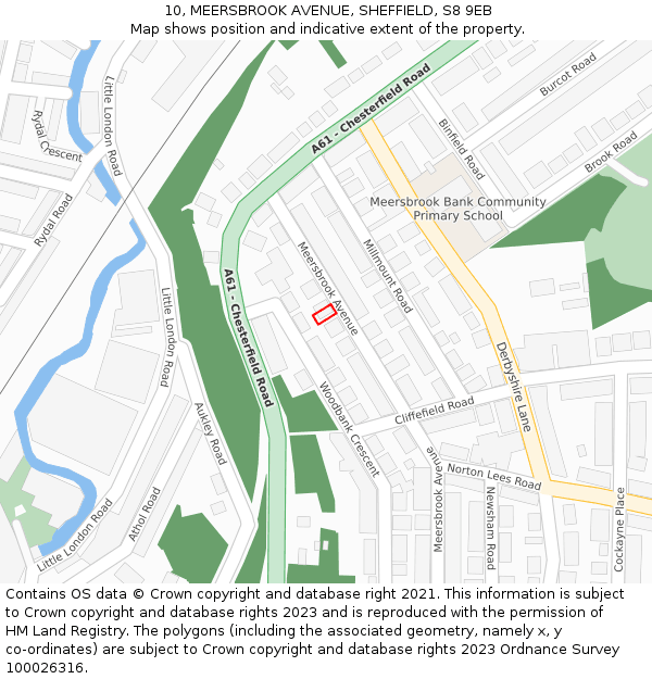10, MEERSBROOK AVENUE, SHEFFIELD, S8 9EB: Location map and indicative extent of plot