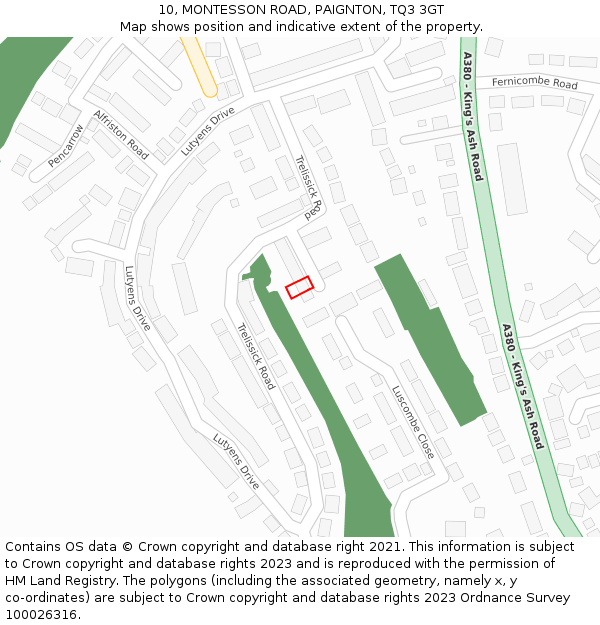 10, MONTESSON ROAD, PAIGNTON, TQ3 3GT: Location map and indicative extent of plot