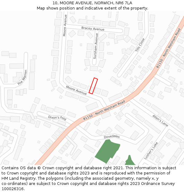 10, MOORE AVENUE, NORWICH, NR6 7LA: Location map and indicative extent of plot