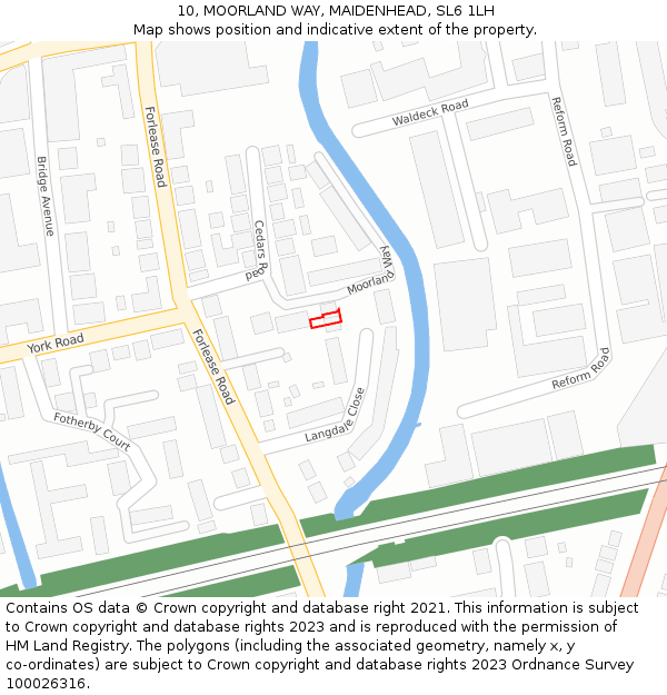 10, MOORLAND WAY, MAIDENHEAD, SL6 1LH: Location map and indicative extent of plot