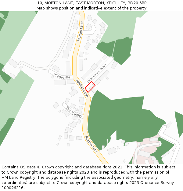 10, MORTON LANE, EAST MORTON, KEIGHLEY, BD20 5RP: Location map and indicative extent of plot