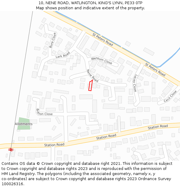 10, NENE ROAD, WATLINGTON, KING'S LYNN, PE33 0TP: Location map and indicative extent of plot