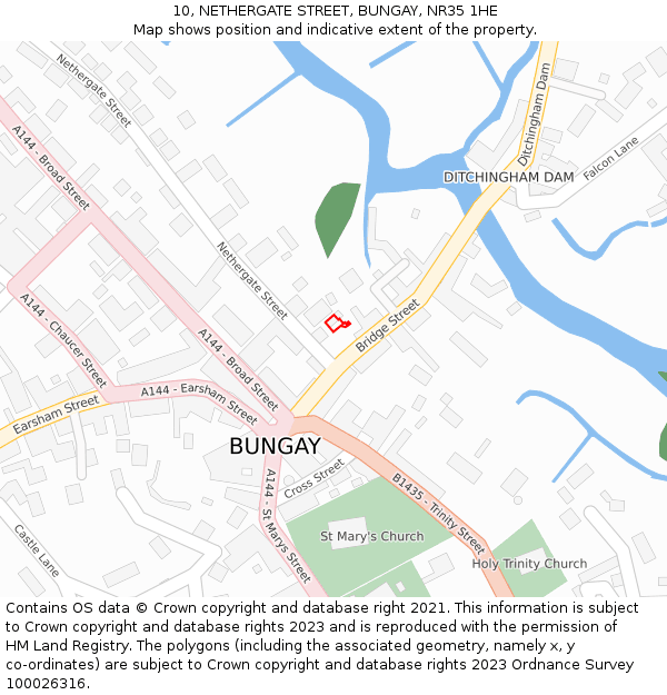 10, NETHERGATE STREET, BUNGAY, NR35 1HE: Location map and indicative extent of plot