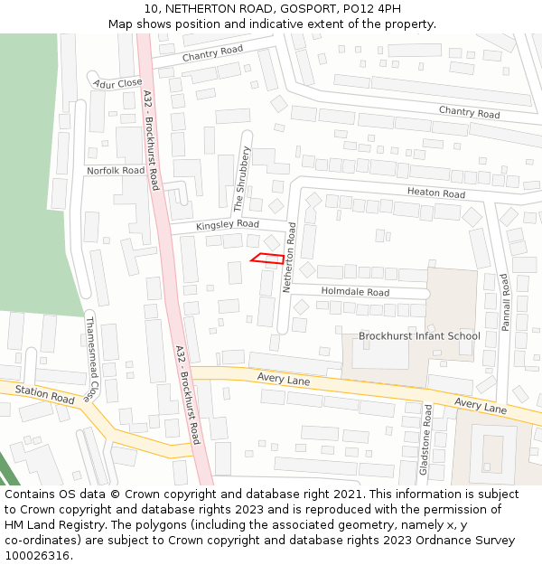 10, NETHERTON ROAD, GOSPORT, PO12 4PH: Location map and indicative extent of plot