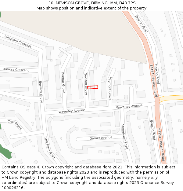 10, NEVISON GROVE, BIRMINGHAM, B43 7PS: Location map and indicative extent of plot