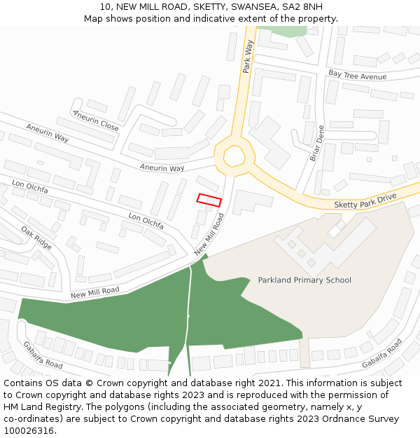 10, NEW MILL ROAD, SKETTY, SWANSEA, SA2 8NH: Location map and indicative extent of plot