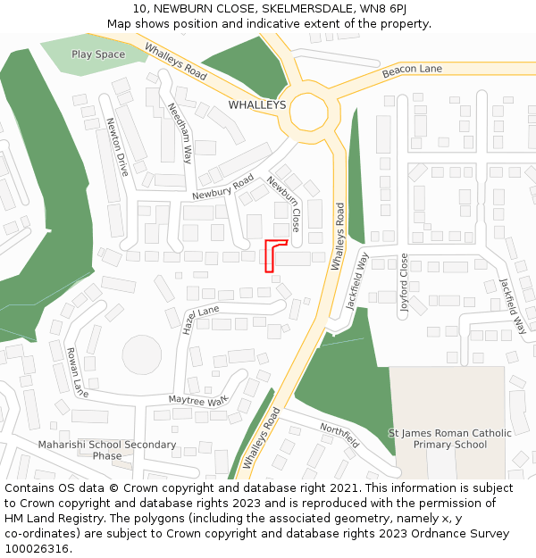 10, NEWBURN CLOSE, SKELMERSDALE, WN8 6PJ: Location map and indicative extent of plot