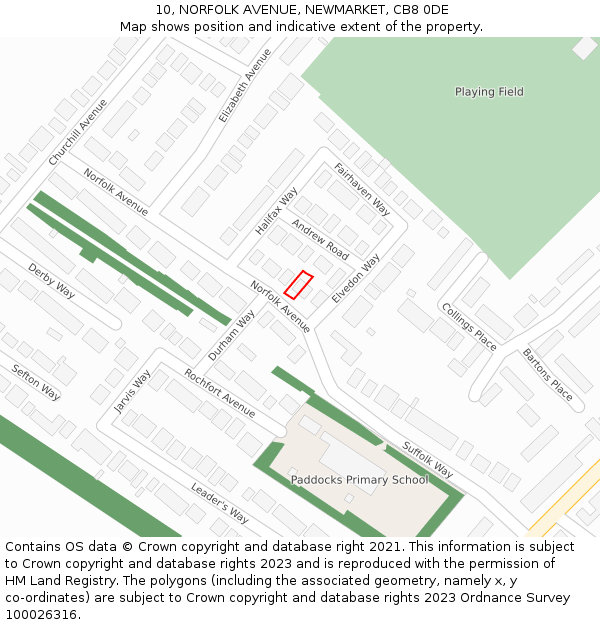 10, NORFOLK AVENUE, NEWMARKET, CB8 0DE: Location map and indicative extent of plot