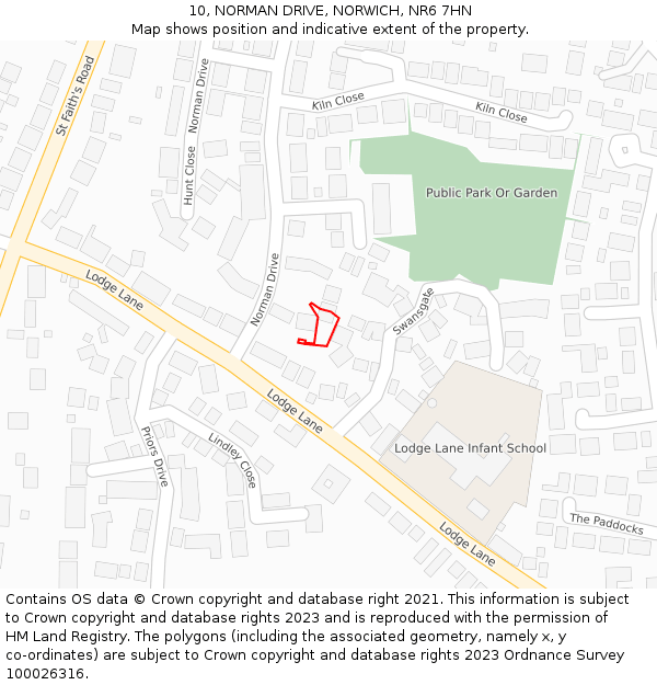 10, NORMAN DRIVE, NORWICH, NR6 7HN: Location map and indicative extent of plot