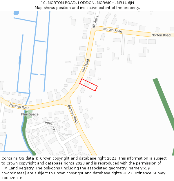 10, NORTON ROAD, LODDON, NORWICH, NR14 6JN: Location map and indicative extent of plot