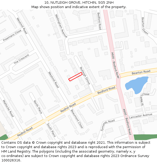 10, NUTLEIGH GROVE, HITCHIN, SG5 2NH: Location map and indicative extent of plot
