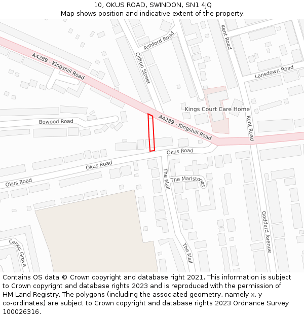 10, OKUS ROAD, SWINDON, SN1 4JQ: Location map and indicative extent of plot