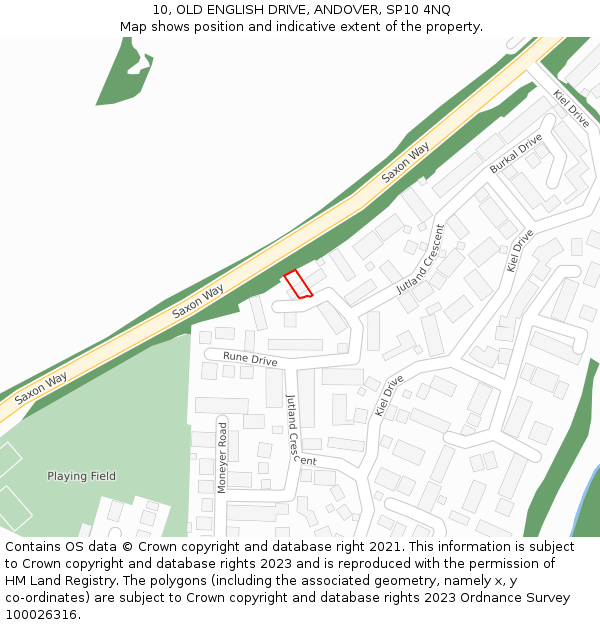 10, OLD ENGLISH DRIVE, ANDOVER, SP10 4NQ: Location map and indicative extent of plot