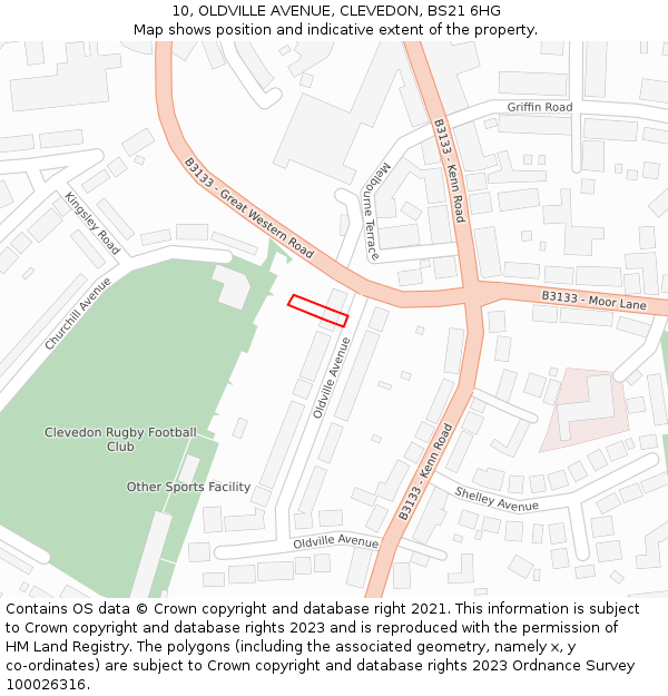 10, OLDVILLE AVENUE, CLEVEDON, BS21 6HG: Location map and indicative extent of plot