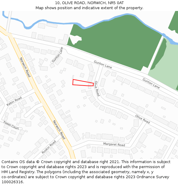 10, OLIVE ROAD, NORWICH, NR5 0AT: Location map and indicative extent of plot