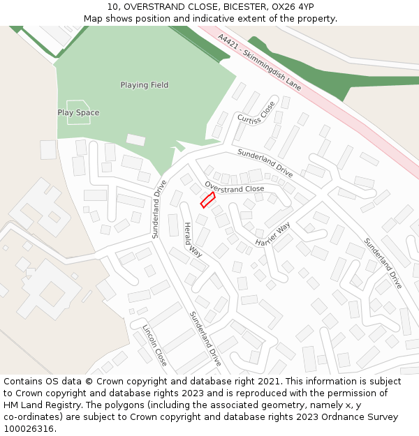 10, OVERSTRAND CLOSE, BICESTER, OX26 4YP: Location map and indicative extent of plot