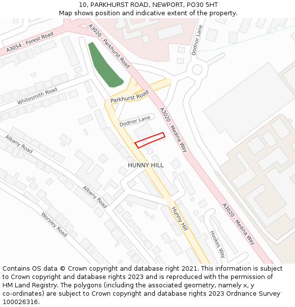 10, PARKHURST ROAD, NEWPORT, PO30 5HT: Location map and indicative extent of plot