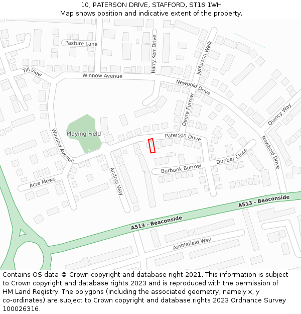 10, PATERSON DRIVE, STAFFORD, ST16 1WH: Location map and indicative extent of plot