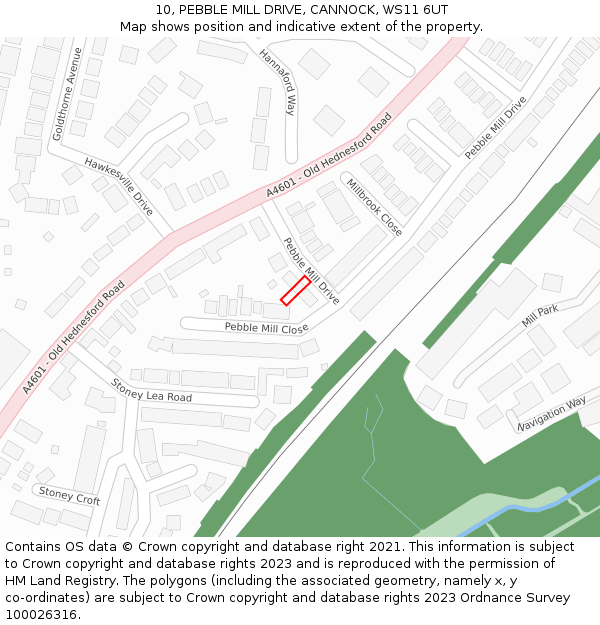 10, PEBBLE MILL DRIVE, CANNOCK, WS11 6UT: Location map and indicative extent of plot